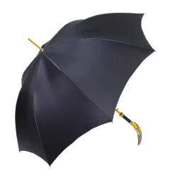 Artisan Italian Umbrella with Luxurious Hand-Enameled Toucan Handle