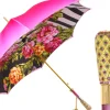 Artisan Pink Floral Umbrella with Crystal Handle & Exquisite Hand-Pain