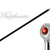 Bastone con pomolo argentato - pietra rossa