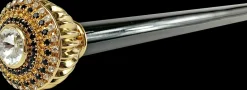 Bastone da passeggio fine ed elegante con topazio e cristalli neri