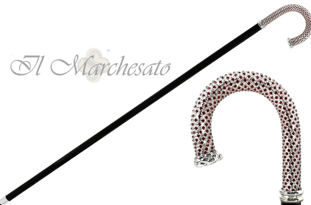 Bastone da passeggio luminoso Il Marchesato - Cristalli Siam su ottone