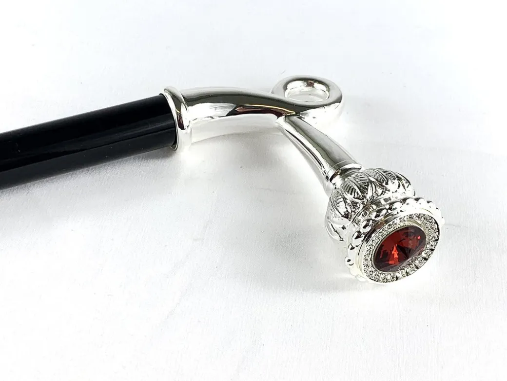 Bastone da passeggio robusto con cristallo Swarovski rosso