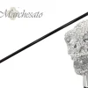 Bastone di lusso con teschio placcato argento e tempestato di cristall