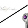 Bastone placcato in argento - pietra ametista