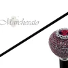 Bastone Pomolo argentato con cristalli di Siam