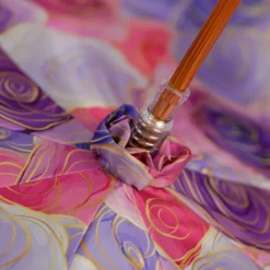 Blushing Elegance: Pink Umbrella with Delicate Floral Accents