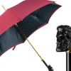 Bold Burgundy Umbrella with Artisan Skull Handle for a Unique Style