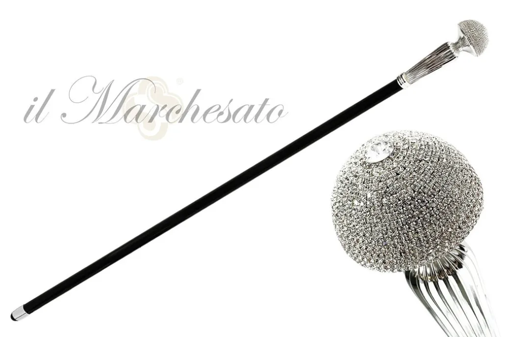 Brillante bastone da passeggio con cristalli Swarovski incastonati