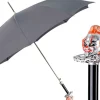 Carnival of Shadows: Grey Umbrella with Intricate Clown Handle