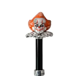 Carnival of Shadows: Grey Umbrella with Intricate Clown Handle