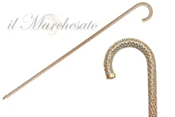 Crook Walking Cane Encrust di cristalli di acquamarina