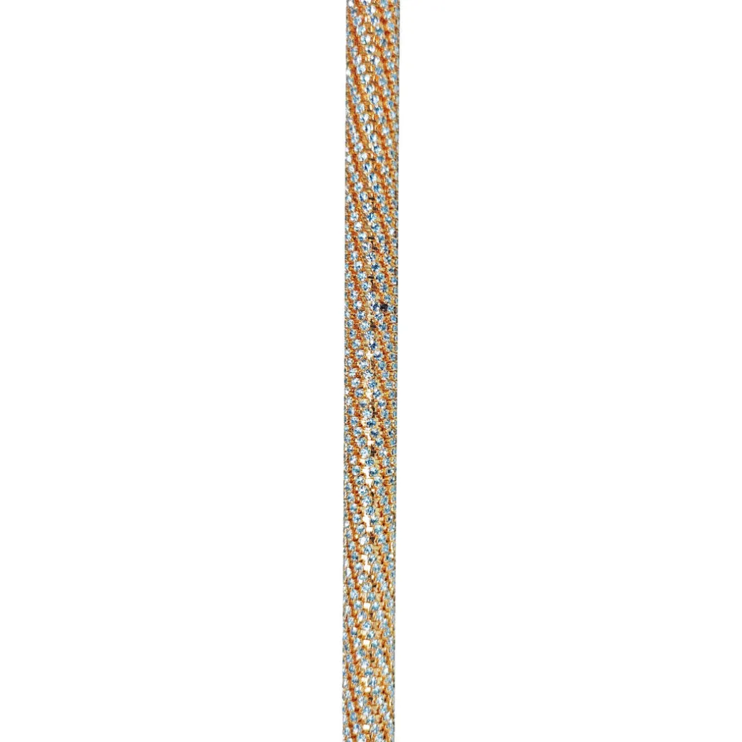 Crook Walking Cane Encrust di cristalli di acquamarina