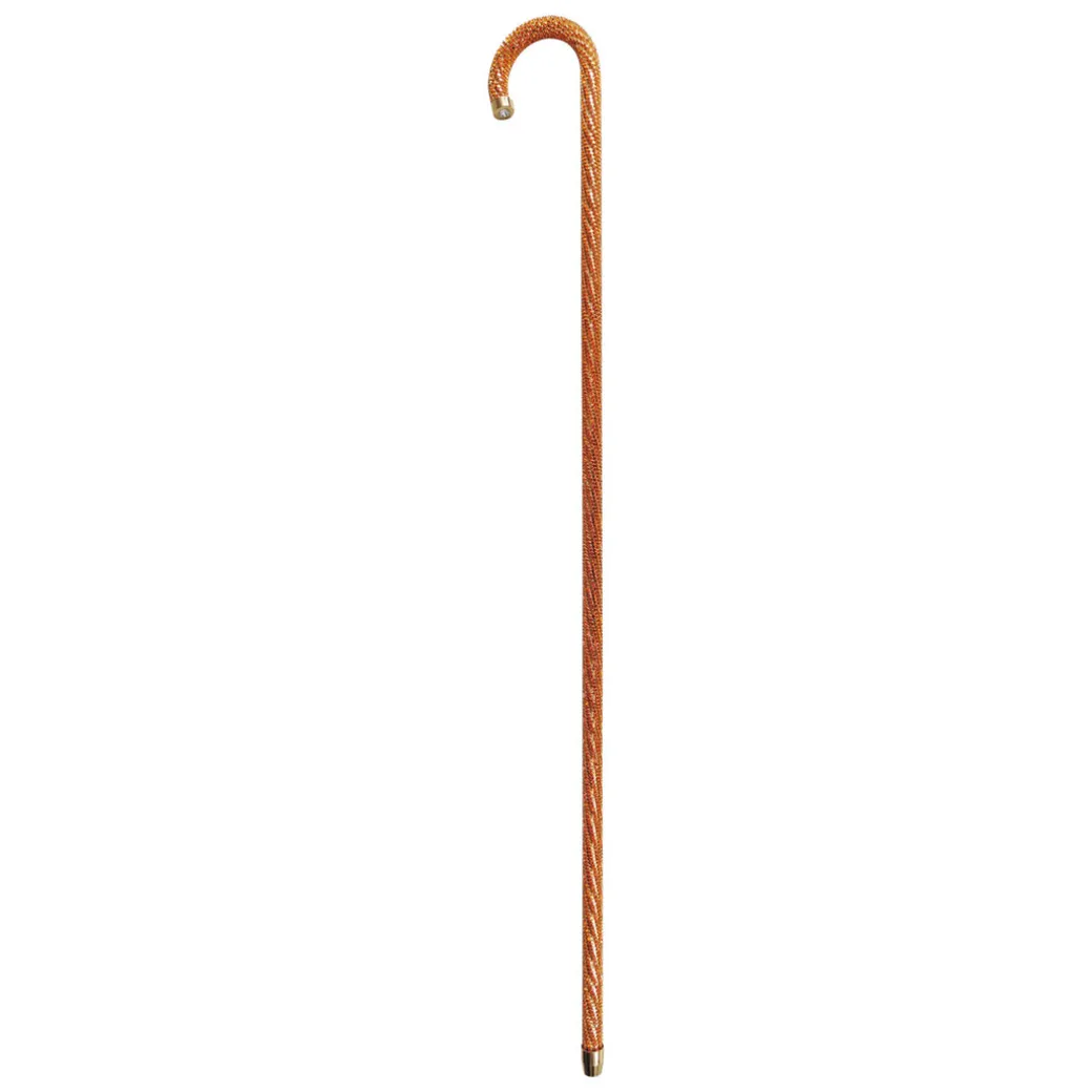 Crook Walking Cane Encrust di cristalli arancioni