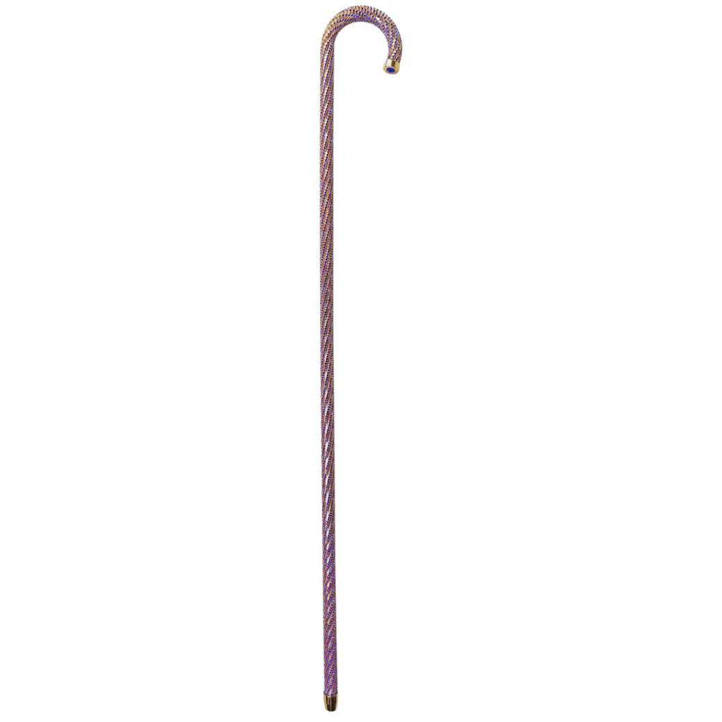 Crook Walking Cane Encrust di cristalli di zaffiro