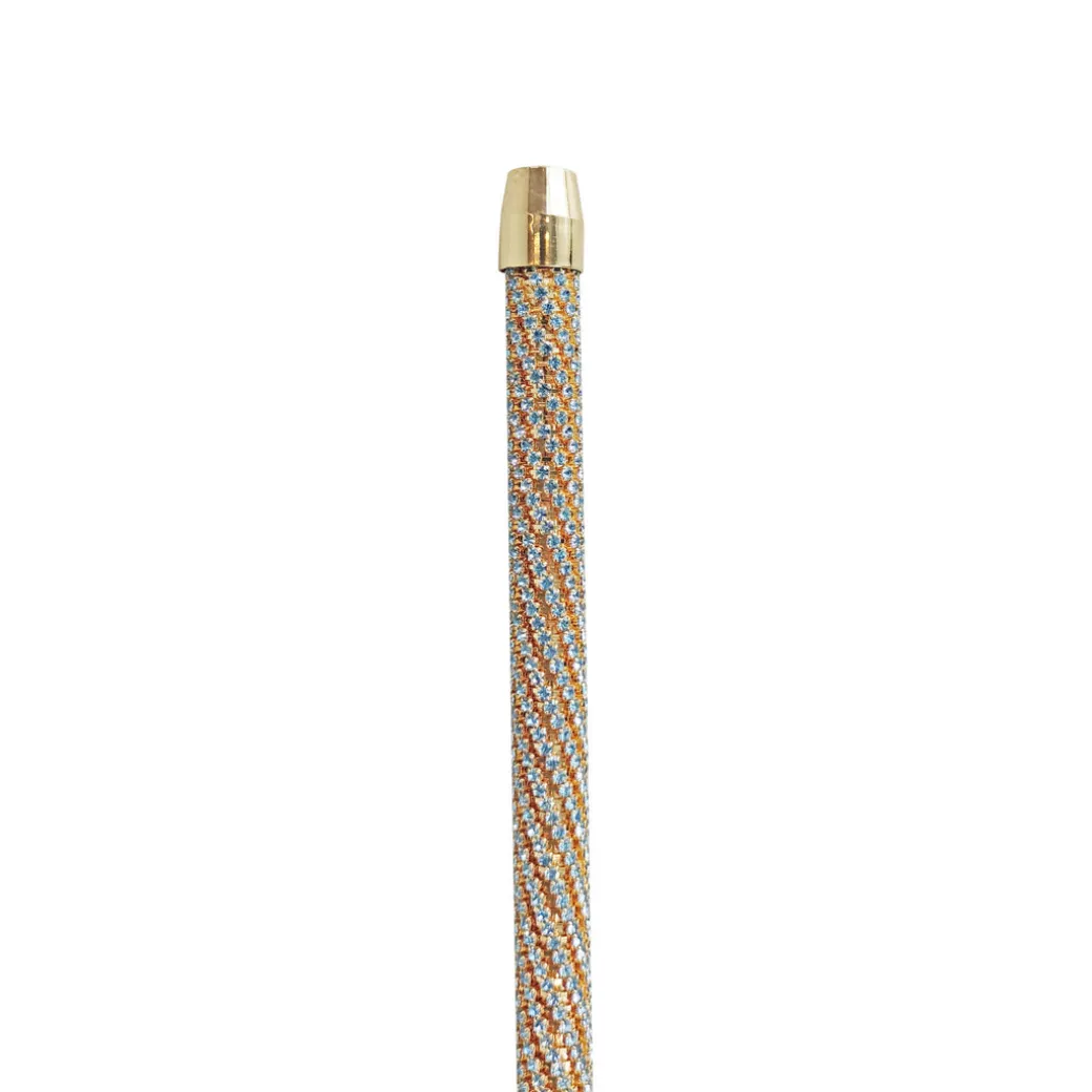 Crook Walking Cane Encrust di cristalli di acquamarina