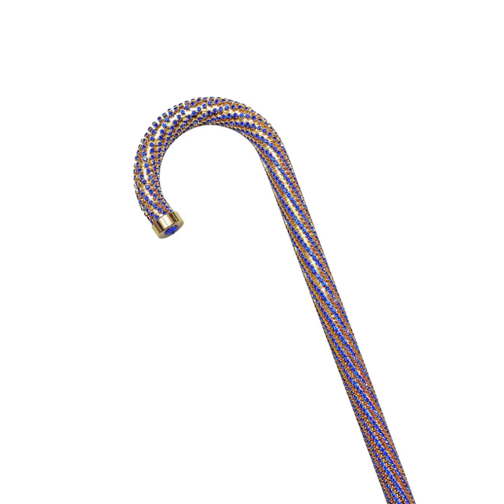 Crook Walking Cane Encrust di cristalli di zaffiro
