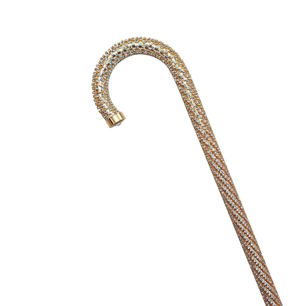 Crook Walking Cane Encrust di cristalli di acquamarina