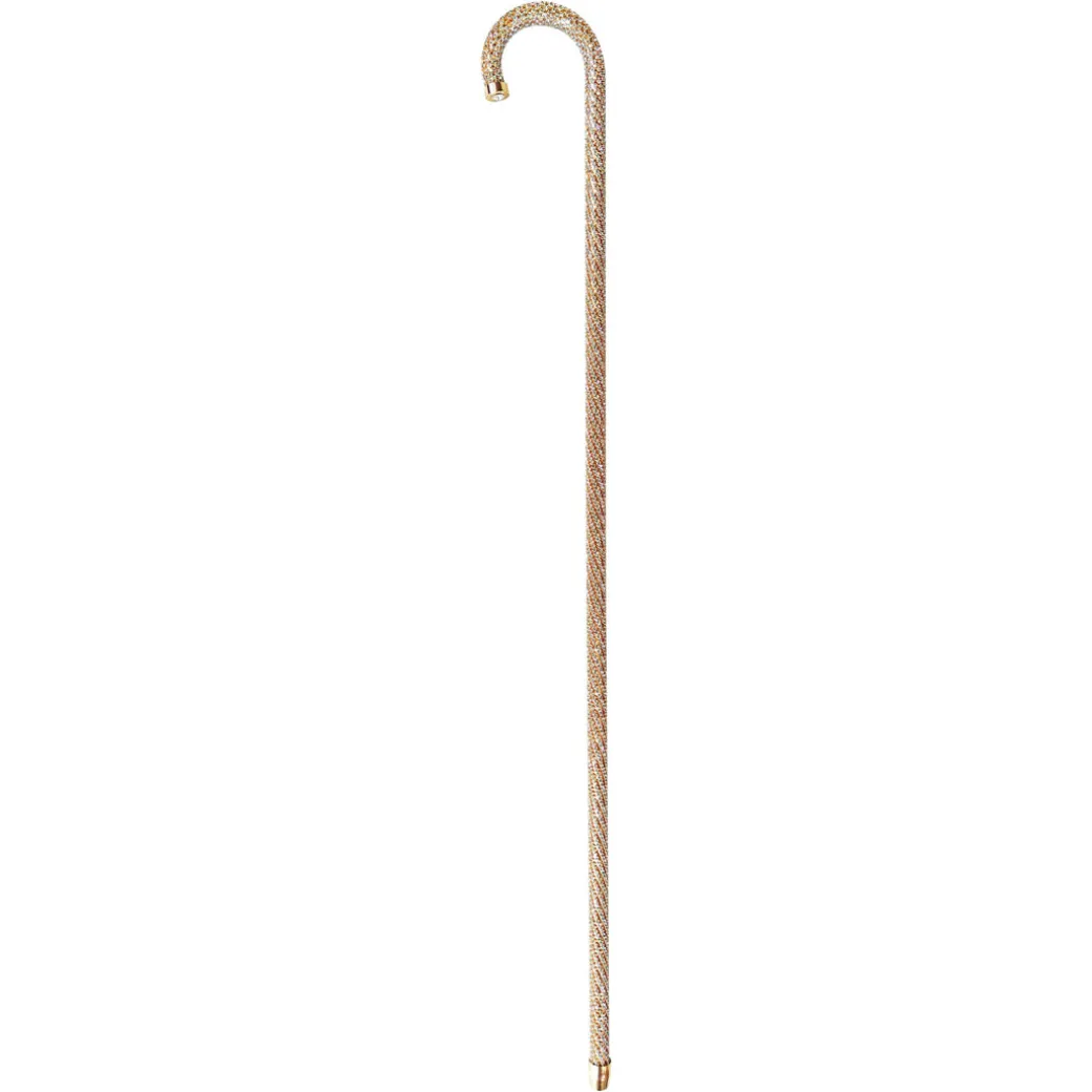 Crook Walking Cane Encrust di cristalli di acquamarina