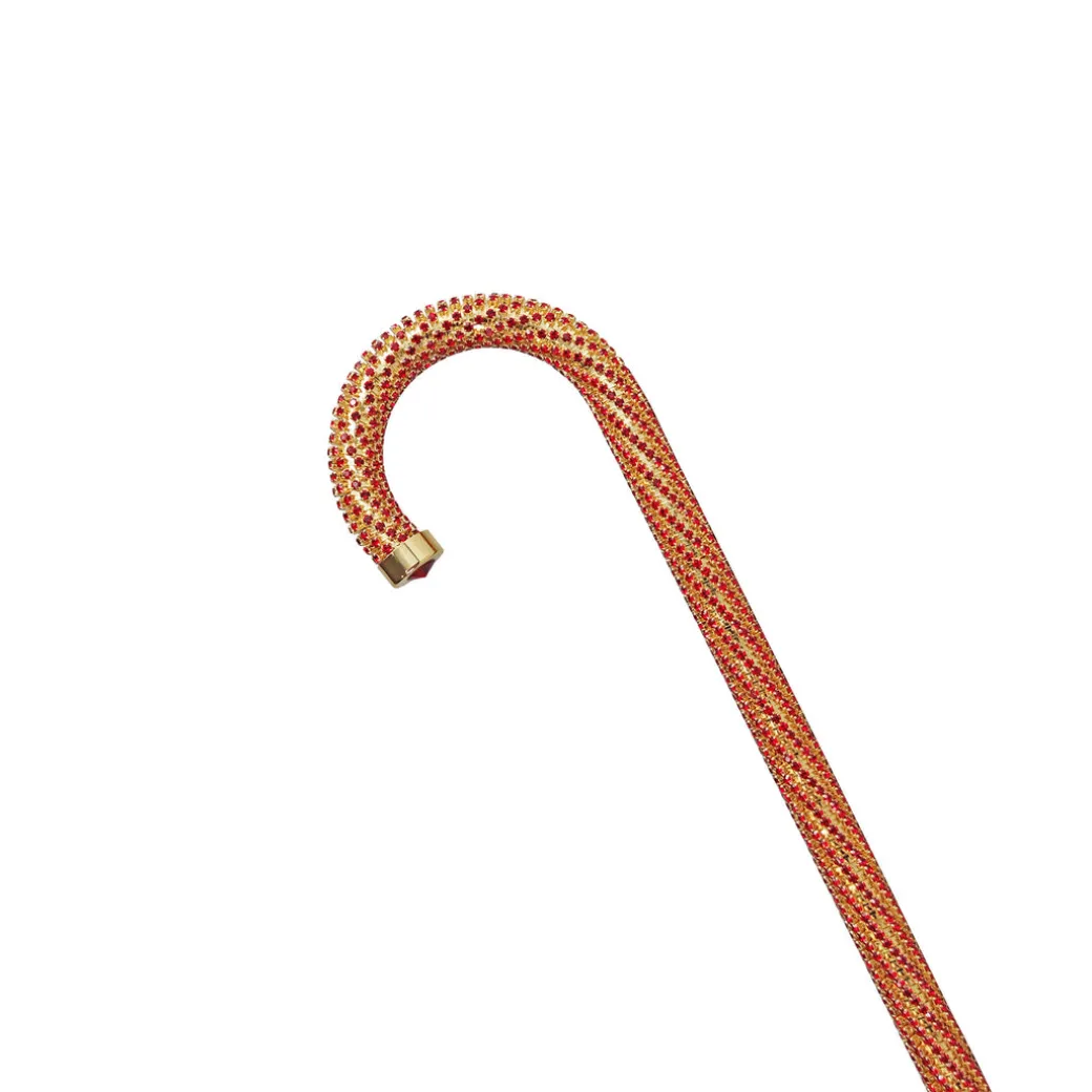 Crook Walking Cane incrostata da cristalli Siam