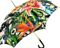 Disgno dipinto a fiori - Manico in pelle nera