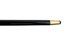 Elegant Cane with Sculpted Black Skull Handle and Gold Accents