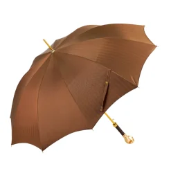 Elegant Tobacco Umbrella with Gold Ram