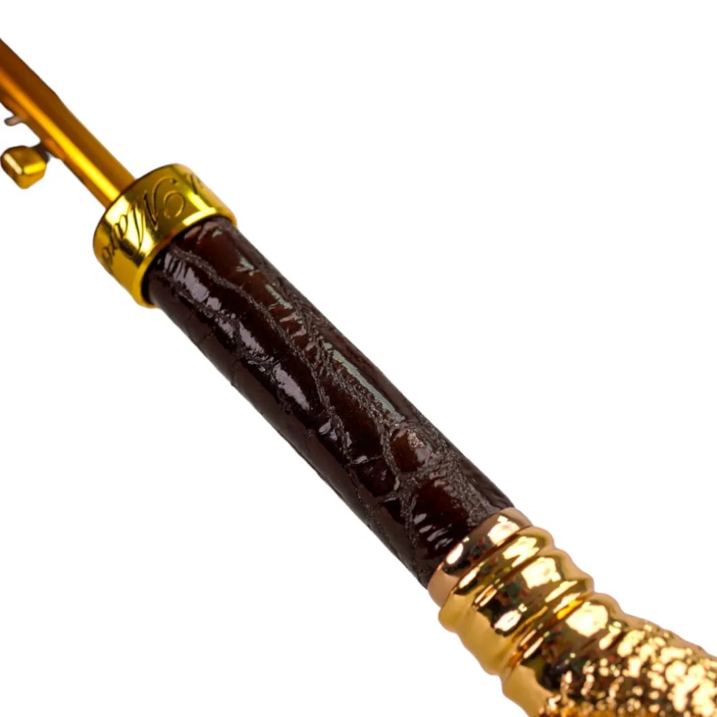 Elegant Tobacco Umbrella with Gold Ram