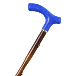 Elegant Umbrella with Blue Leather Handle and Beechwood Shaft