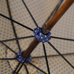 Elegant Umbrella with Blue Leather Handle and Beechwood Shaft