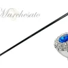 Elegante bastone da passeggio con manopola e cristalli in argento plac