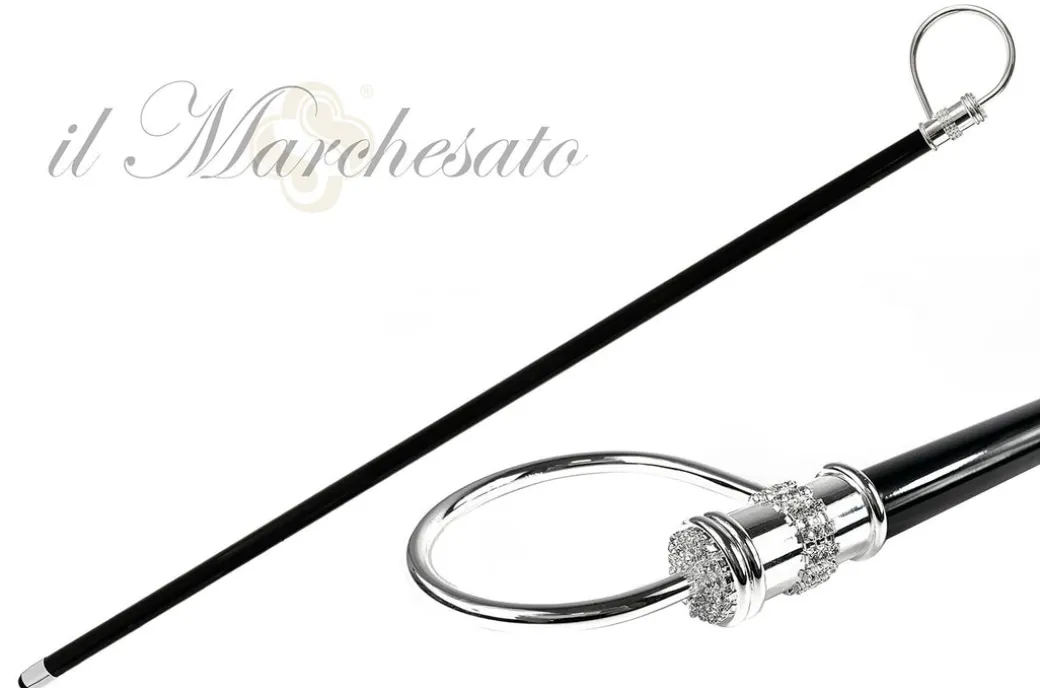Elegante bastone da passeggio placcato argento da collezione