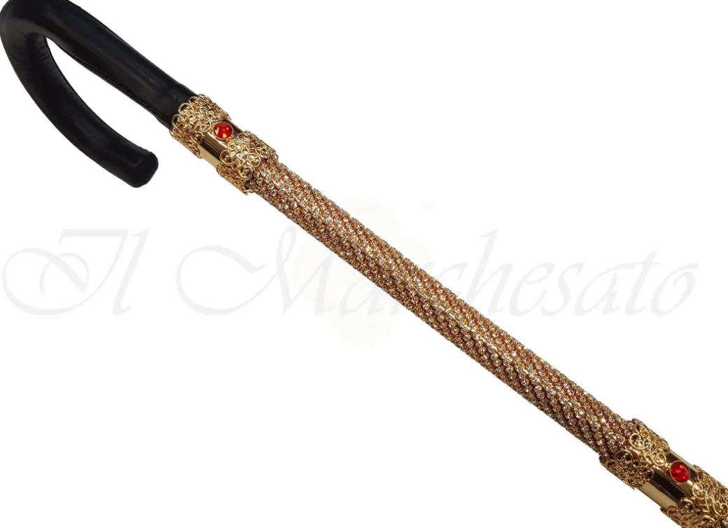 Elegante bastone da passeggio tempestato di cristalli Swarovski - Impu
