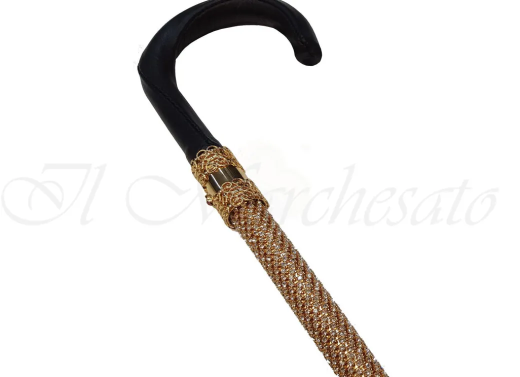 Elegante bastone da passeggio tempestato di cristalli Swarovski - Impu