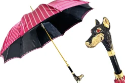 Elegante ombrello - Manico Dobermann placcato oro 24K