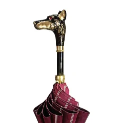 Elegante ombrello - Manico Dobermann placcato oro 24K
