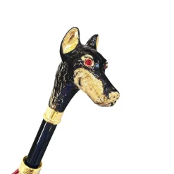 Elegante ombrello - Manico Dobermann placcato oro 24K