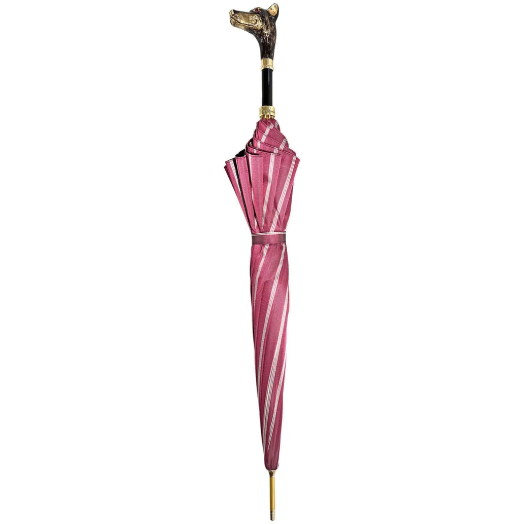 Elegante ombrello - Manico Dobermann placcato oro 24K