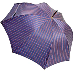 Elegante ombrello bordeaux - manico in pelle rossa fatto a mano