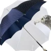 Elegante ombrello da uomo con falco placcato argento