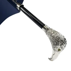 Elegante ombrello da uomo con falco placcato argento
