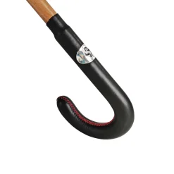 Elegante ombrello maschile con manico in pelle nera