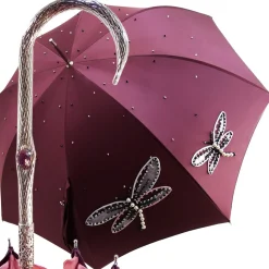 Esclusivo ombrello da donna fatto a mano con libellule ricamate Ladies Umbrellas