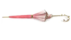 Fantastico ombrello rosa chiaro con speciale manico a fiori