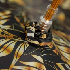 Golden Bamboo Umbrella with Exquisite Botanical Lining
