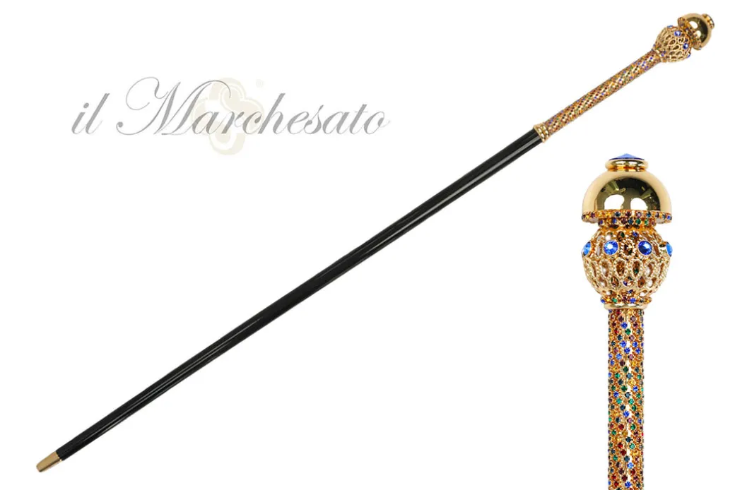 Golden Majesty: 24K Gold-Plated Walking Canes with Crystal Elegance