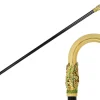 Hand-Painted Golden Plated Metal Walking Cane with Leaf Design