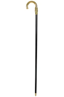 Hand-Painted Golden Plated Metal Walking Cane with Leaf Design