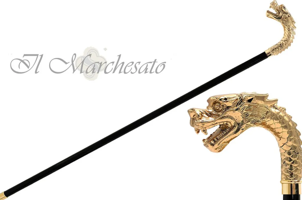 Il Marchesato bastone da passeggio - Drago dorato esclusivo