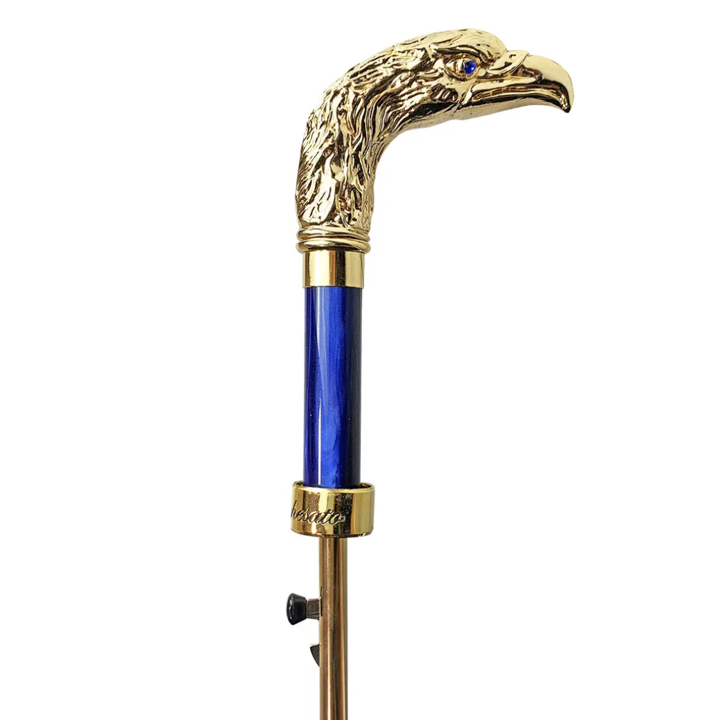 Impugnatura da aquila 24k - Elegante ombrello blu