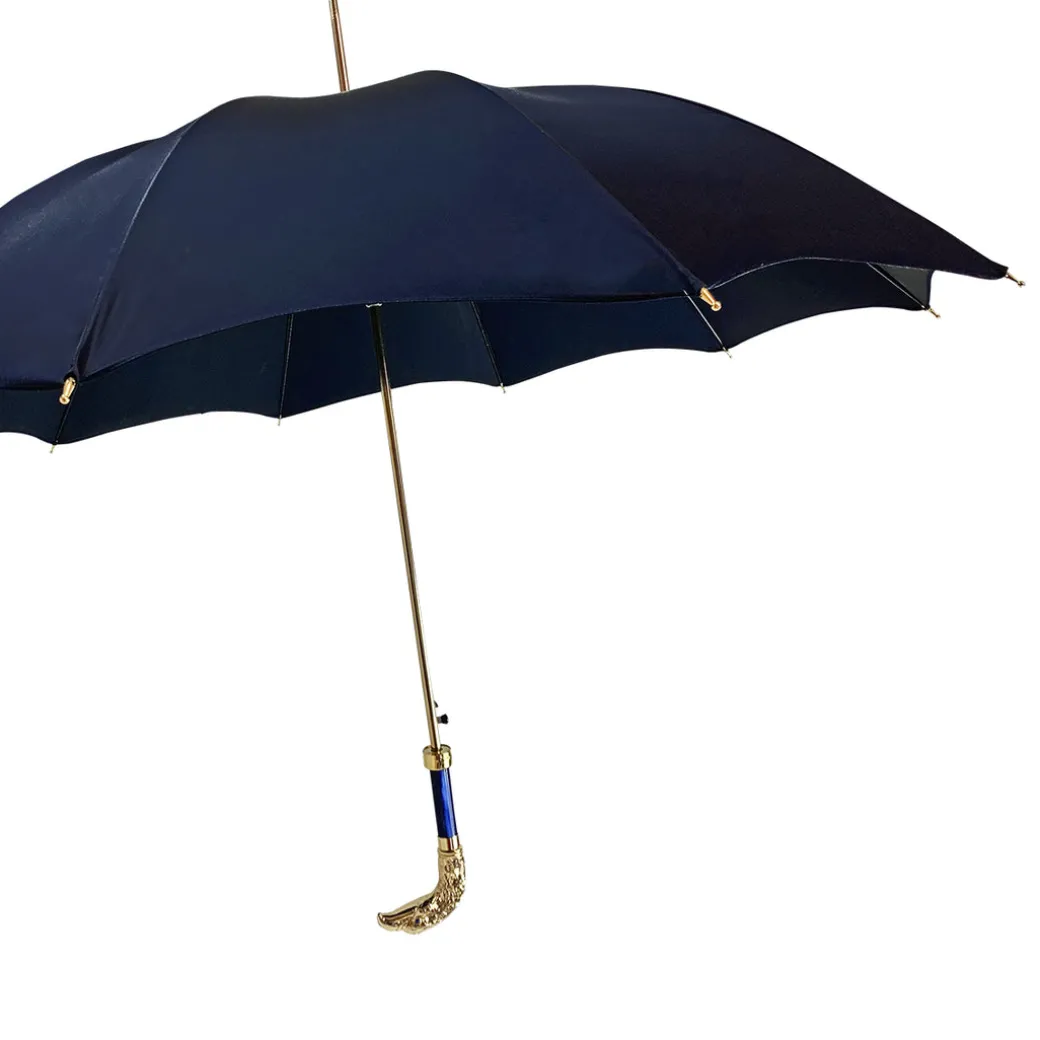 Impugnatura da aquila 24k - Elegante ombrello blu
